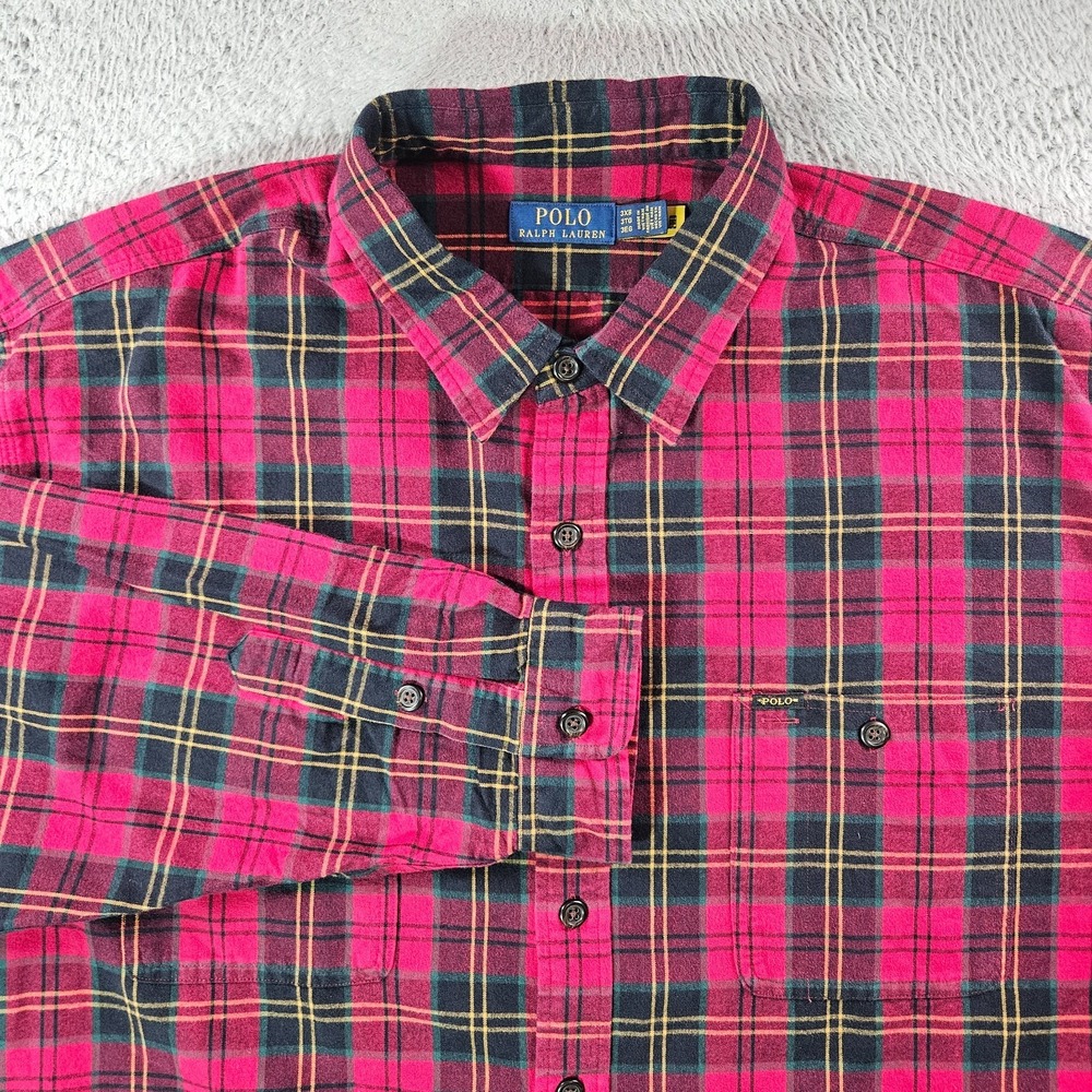 $138 NEW Polo Ralph Lauren Flannel Shirt Men 3XB Classic Button Up Red Plaid